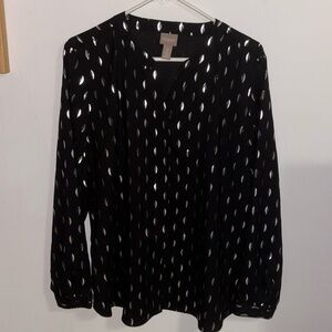 Chicos black & silver button blouse Size 2